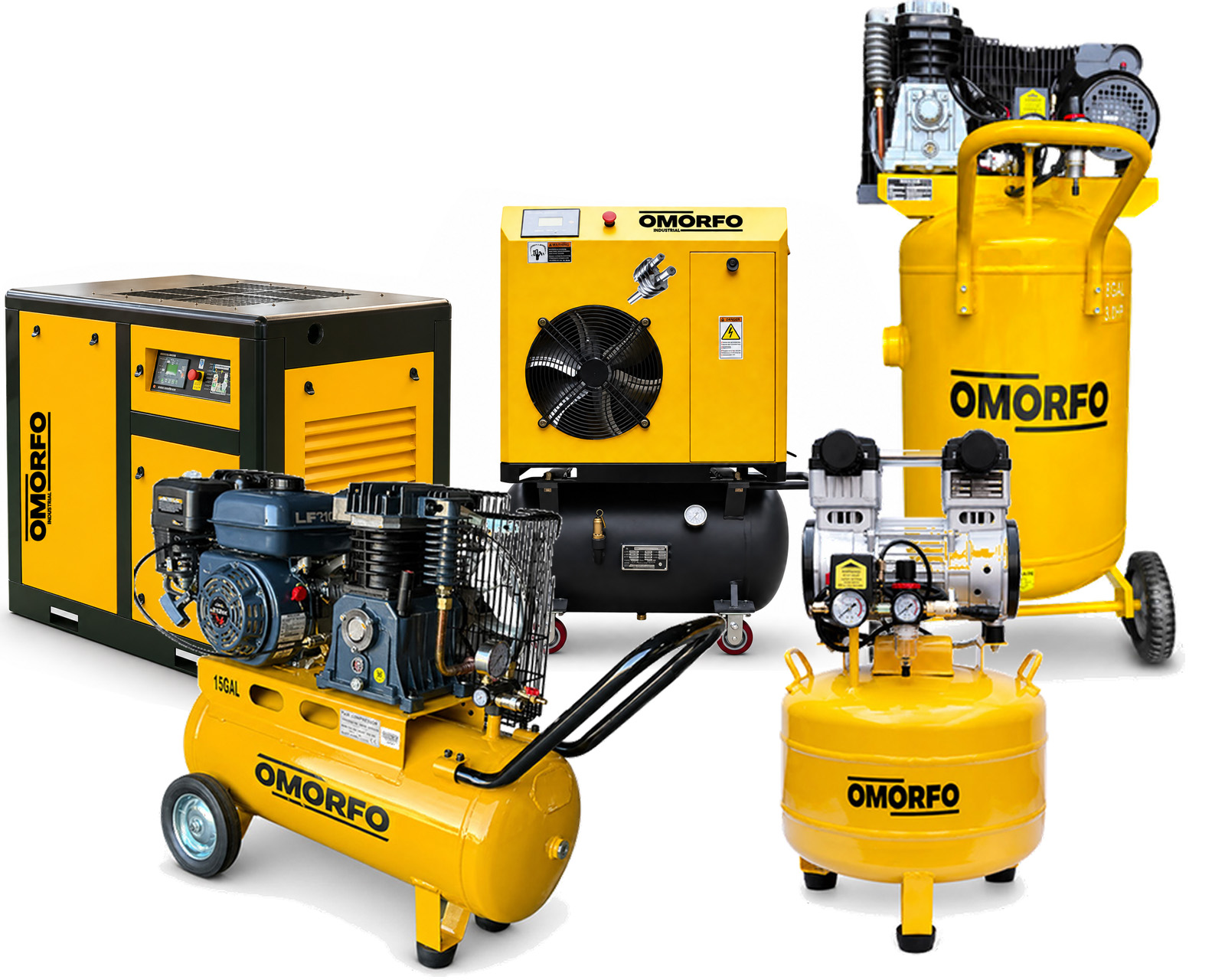 OMORFO industrial air compressor lineup