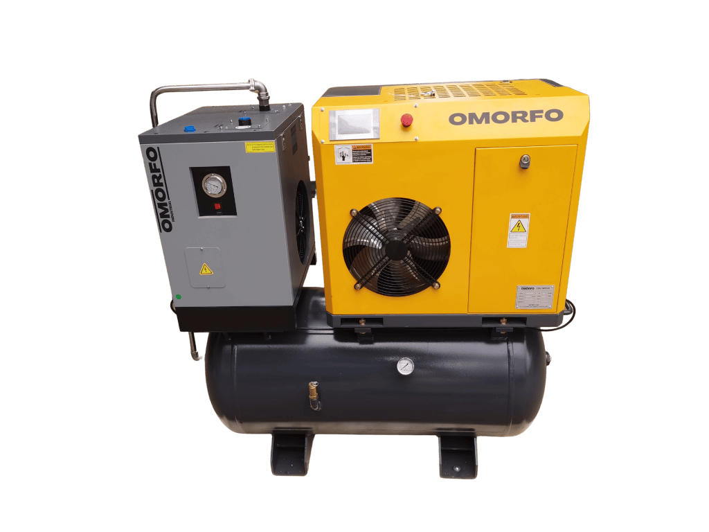 OMORFO 10 HP Single-Speed All-in-One Rotary Screw Air Compressor with Tank & Dryer